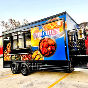 Camion de restauration mobile à 4 roues en acier inoxydable avec cuisine complète, kiosque à café et chariot de restauration rapide pour les vendeurs de hot-dogs et de glaces - Product Image 1