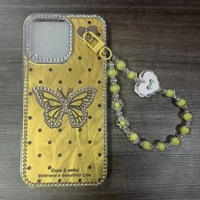 Coque de téléphone papillon diamant avec chaîne pour iPhone 18 17 16 15 14 13 12 11 et Samsung A11 A12 A13 A14 A15 A16, coque arrière IMD