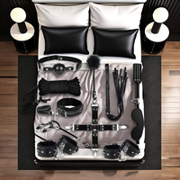 Ensemble de 11 pièces de matériel de bondage en cuir BDSM Netphi, kit de restraints pour adultes et couples, comprenant une bouche muette, une bandeau pour les yeux et un collier.