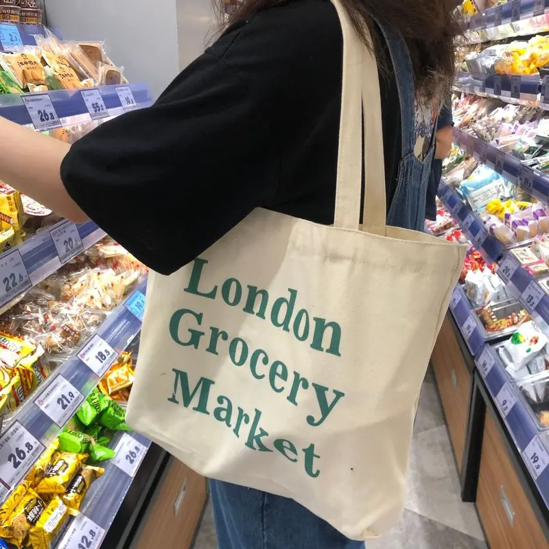 Wholesale Eco-friendly Reusable Custom Logo Printed Shopping Tote Bag Plain Canvas Thick Cotton Bag