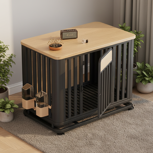 Cage pour chien écologique pour chiens de taille moyenne - Imperméable, facile à nettoyer, design villa avec une pièce et une salle de bain, anti-mastication, anti-évasion - Product Image 1