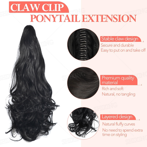 ผมต่อหางม้าสำหรับผู้หญิงมาใหม่24 "แฮร์พีซผมลอนแบบลอนธรรมชาติหางม้าทนความร้อน - Product Image 3