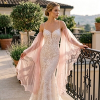 YouLaPan Robe romantique rose clair à manches en maille à une seule couche, sans manches, détachable, avec accessoires à volants VM175