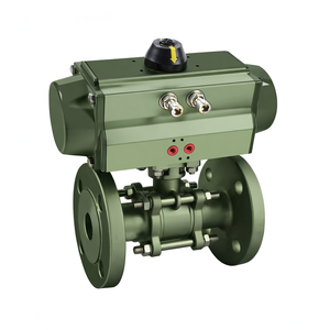 วาล์วบอลสแตนเลสแบบสองทาง 3 ชิ้น ขนาด DN25 1 นิ้ว พร้อมหน้าแปลนคู่ และตัวกระตุ้นลม - Product Image 1