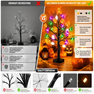 Décorations d'Halloween, lumières d'arbre, décorations alimentées par USB et piles, décoration d'arbre bonsaï de table pour centre de table et intérieur - Product Image 4