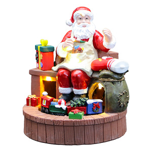 Decoración Navideña de Resina, Pueblo Navideño con Figuras, Taller de <span class=keywords><strong>Santa</strong></span> Claus con Luz LED y Función de Tren en Movimiento. - Product Image 2