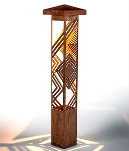 Corten Steel Palm <b>Leaf</b> Outdoor Fire Torch Lamp Rustic Metal Garden Sculpture For Villa Patio Pool Wedding Decor - Product Image 2