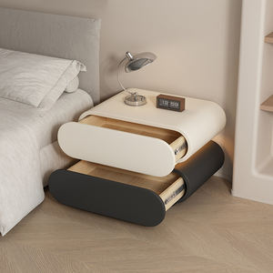 Table de Chevet Moderne en Bois Massif Peint, Classe E0, avec Tiroir et Lumière à Capteur pour <span class=keywords><strong>Chambre</strong></span> et Salon – Direct Usine - Product Image 3