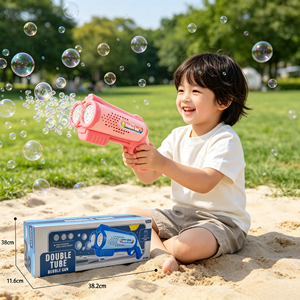 Pistola de Burbujas Automática de Doble Tubo, Pistola de Burbujas Eléctrica de Mano, Generador de Burbujas Continuo, Juguete para Niños, Fiestas al Aire Libre - Product Image 2