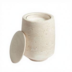 Natural Travertine <b>Marble</b> Cave Stone Handmade Christmas <b>Candle</b> Cup with Lid for Home Decor and Table Centerpiece - Product Image 4