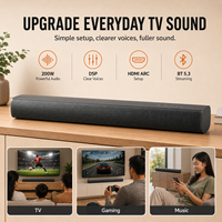 Barre de son TV 200W 2.1CH avec BT 5.3, HD ARC, basses profondes, réglage DSP et kit de fixation murale