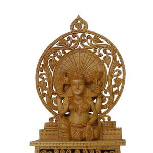 Figura de Diosa Hindú Tallada en Madera, Hecha a Mano, Ecológica, Decoración Religiosa para el Hogar, Coleccionable, Redonda, Independiente - Product Image 1