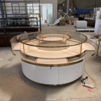 Étagère de présentation de bijoux en acier inoxydable ovale et ronde, vitrine de magasin pour bijouterie en verre, mobilier