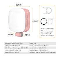 Lumière LED portable et ajustable pour selfie, magnétique, format poche, éclairage de remplissage pour maquillage extérieur, YouTube et studio photo