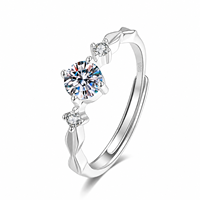 Ensemble de bagues en argent sterling 925 pour couple, avec moissanite, pour homme et femme, cadeaux de mariage, taille ajustable, bague de promesse assortie en moissanite