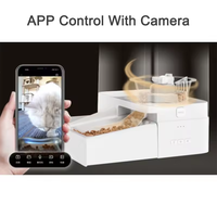 Dispensador Automático de Agua y Comida para Mascotas, Todo en Uno, Alimentación Programada por Aplicación, Separación de Alimentos Secos y Húmedos, para Gatos y Perros Pequeños