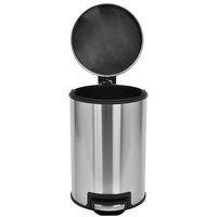 Poubelle domestique unique 12L Poubelle ronde en acier inoxydable Poubelle à rabat en acier inoxydable Poubelle à pédale en acier inoxydable