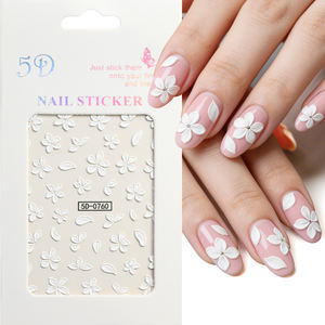 Calcomanías 5D para <span class=keywords><strong>Uñas</strong></span>, Elegantes Flores <span class=keywords><strong>de</strong></span> <span class=keywords><strong>Loto</strong></span> Blancas y Hojas, Adhesivos Decorativos para Manicura - Product Image 6