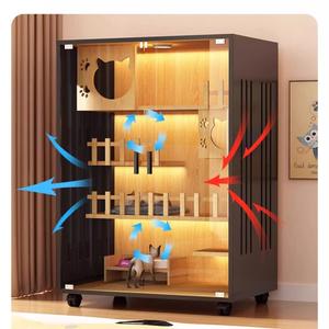Nuevo Lanzamiento Villa de Lujo Moderna para Gatos de Interior Gran Recinto para Gatos con Ruedas Casas de <span class=keywords><strong>Madera</strong></span> Multifuncionales para Gatos de Interior - Product Image 6