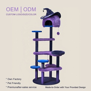 Nuovi Arrivi: Struttura per Arrampicata per Gatti Stile Halloween 'Troublemaker Magic Meow Witch', Salvaspazio per Interni, per Piccoli Appartamenti - Product Image 1