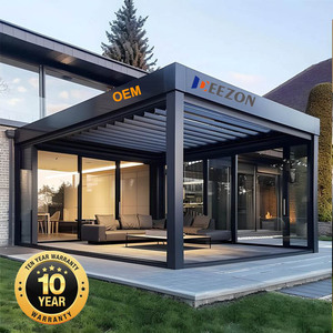 ซุ้มบานเกล็ดอลูมิเนียมกลางแจ้งใช้มอเตอร์สำหรับสวนแบบ100% กันน้ำได้ - Product Image 6