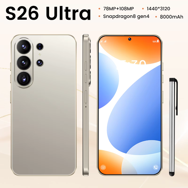 S26 ULTRA 5G Decacore CPU 108MP Rear Camera HD Screen Smartphone French Spanish English Cheap Tecno Mobile Phone Online Retailer