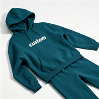 Ensemble de survêtement décontracté d'hiver grande taille en polyester/coton teint, respirant, tricoté, avec sweat à capuche et pantalon de survêtement épais personnalisé pour homme