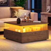 Meubles de salon modernes contemporains Table basse carrée en bois avec panneau de support TV Style bois pour usage domestique