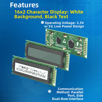 Module LCD COB 1602 double rangée 16x2 14 broches 2,24 pouces Affichage STN Rétroéclairage LED 3,3V/5V Montage sur carte PCB 350cd/m² -20°C-70°C