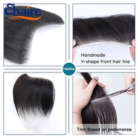 Prothèse capillaire frontale VShape pour hommes, patch capillaire en PU transparent, 100% cheveux humains, ligne de cheveux naturelle indétectable, invisible, vente en gros
