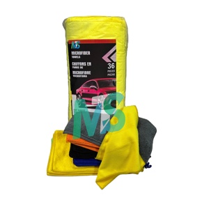 Paquete de 36 Toallas de Microfibra de Pelo Alto y Bajo para Limpieza y Pulido de Autos, 80% Poliéster, 20% Poliamida - Product Image 1