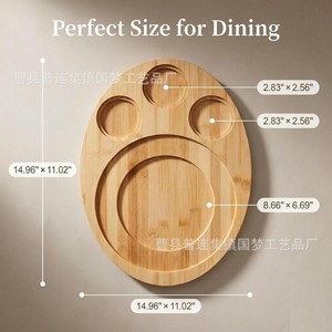 Bamboo Cheese Tray Multifunctional Serving Platter For Party Food Presentation With Wine Glass Holder And <b>Sauce</b> Dips - Product Image 2
