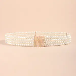 Imitation pearl belt waist chain women's decorative dress accessories Senior sense belt retro belt