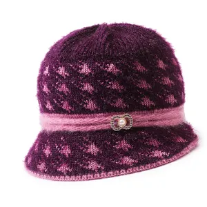 Cheap Beanie Custom Women Acrylic Knit brim Winter hat Visor Beanie Women Winter Hats