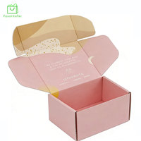 Boîte d'expédition en carton ondulé personnalisée avec logo, rose, pour cadeaux et cosmétiques