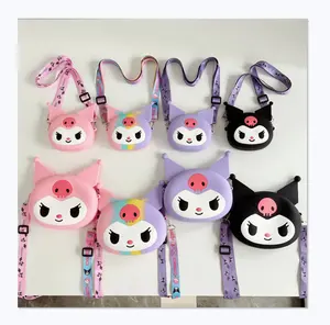 Trẻ em mới dễ thương phim hoạt hình Vai Túi Túi xách trẻ em Crossbody Túi Kawaii dây kéo kuromi Silicone Coin Purse