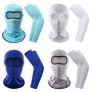 Masque de protection solaire pour le cyclisme et manchons anti-UV couleur unie pour hommes, équipement d'extérieur - Product Image 1