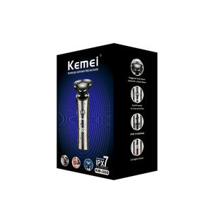 เครื่องโกนหนวดไฟฟ้าเคเมอิพร้อมใบมีด 3 ใบ ตัวเครื่องโลหะ IPX7 กันน้ำ ชาร์จได้ สำหรับผู้ชาย - Product Image 2