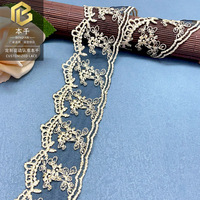 Ruban en dentelle brodée florale LEIXUSI de 4,5 cm avec perles, fil doré pour robe de mariée, accessoires de vêtements Hanfu