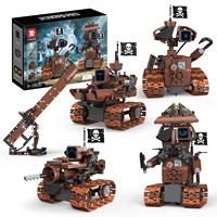 Juego de Juguetes de Construcción de Robots Wall-E con Control Remoto Pirata 5 en 1, Programación por APP, Ensamblaje de Plástico ABS Eléctrico Personalizable