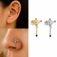 ZUOLA Ensemble de bijoux de piercing saisonnier Halloween pour oreille, cartilage, nez, lèvre, plaqué or 18 carats, zircon 5A, vente en gros