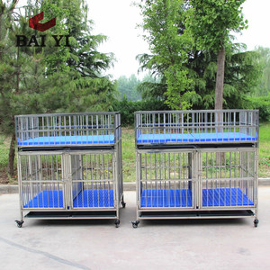 Gabbia per Cani Pieghevole Moderna in Acciaio Inossidabile con Vassoio in Plastica e Cassetta - Resistente Kennel per Animali Domestici per Uso Interno/Esterno - Product Image 1