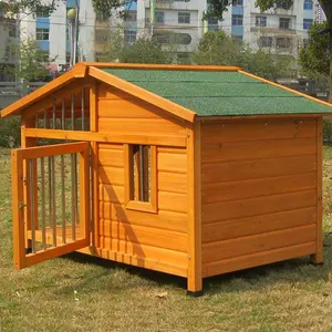 تصميم جيد الفولاذ المقاوم للصدأ اضافية خشبي كبير بيت الكلب في الهواء الطلق بيت للكلب والأقفاص