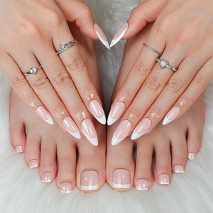 Ensemble <span class=keywords><strong>de</strong></span> <span class=keywords><strong>faux</strong></span> ongles et pointes d'orteils pour filles tendance en gros - 12 styles uni/paillettes/français, <span class=keywords><strong>faux</strong></span> ongles réutilisables pour femmes (mains et pieds) - Product Image 3