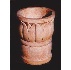 Pot en grès à motif de lotus, magnifiquement sculpté, pot décoratif en pierre pour la maison, le jardin ou le bureau, charme botanique élégant - Product Image 1