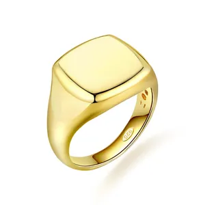 anillo de mujer plus tamaño conjunto Suppliers-Bisutería atacado para mujer, joyería fina chapada en oro liso, platino, talla grande, S925, joyería personalizada en blanco, anillo