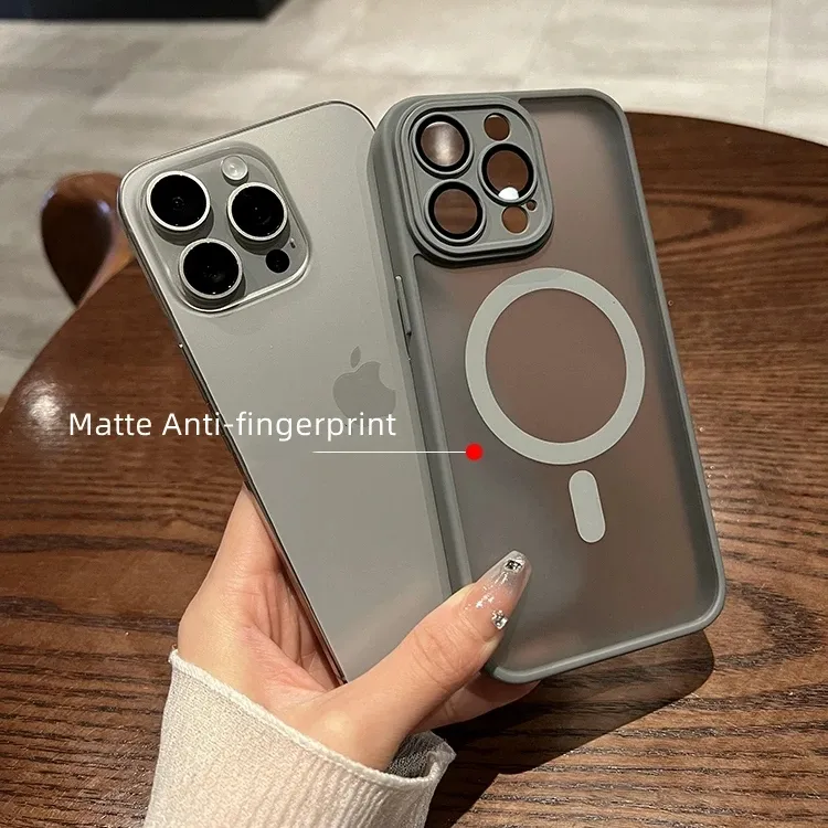Matte Transparent Case For iPhone 15 Pro Max Wireless Charging Magnetic Cover 14 Plus 13 12 11 With Lens Film Cover
