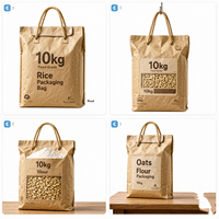 Bolsa de Papel Kraft Impresa Personalizada con Asa, Bolsa de Papel Marrón Reciclable de Grado Alimenticio para Envasado de Arroz, Harina, Cereales y Granos, OEM