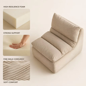 Chaise longue modulaire de loisirs sans cadre, en tissu velours côtelé, <span class=keywords><strong>mousse</strong></span> <span class=keywords><strong>polyéther</strong></span> haute densité, emballage sous vide, vente en gros OEM - Product Image 4