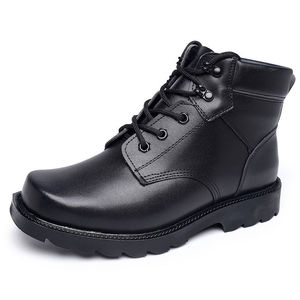 Botas de nieve de invierno para hombre, forradas de lana gruesa, de cuero vacuno, tacón medio, zapatos de exterior, color sólido, con cordones delanteros - Product Image 2